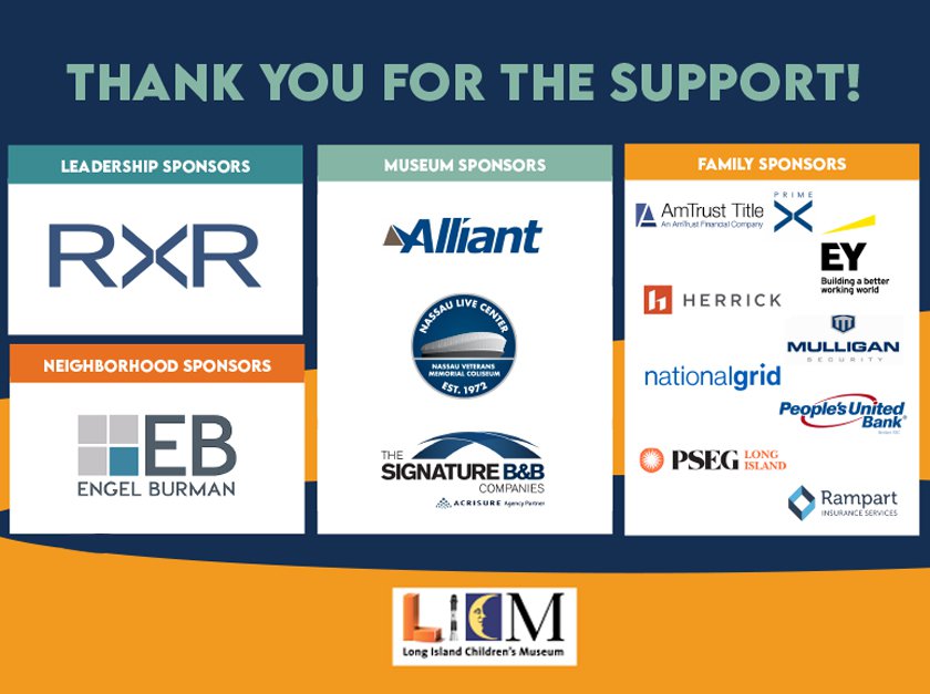 Graphic reading "Thank you for the support," followed by a list of company logos who supported.